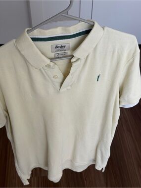 Men's Polo Shirt in Pale Yellow with Green Logo